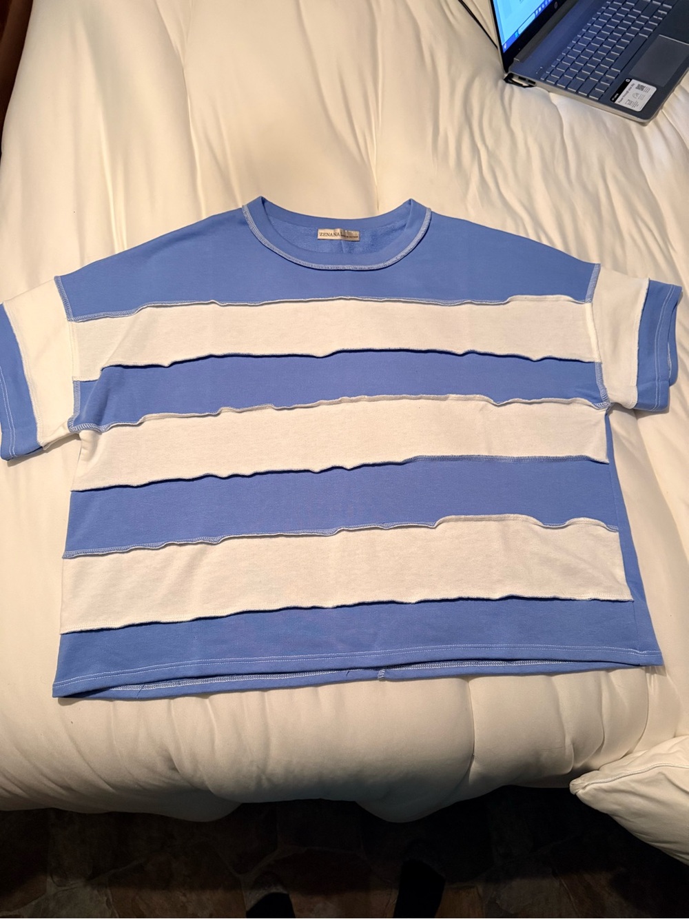 Relaxed Blue & White Striped Short-Sleeve Tee